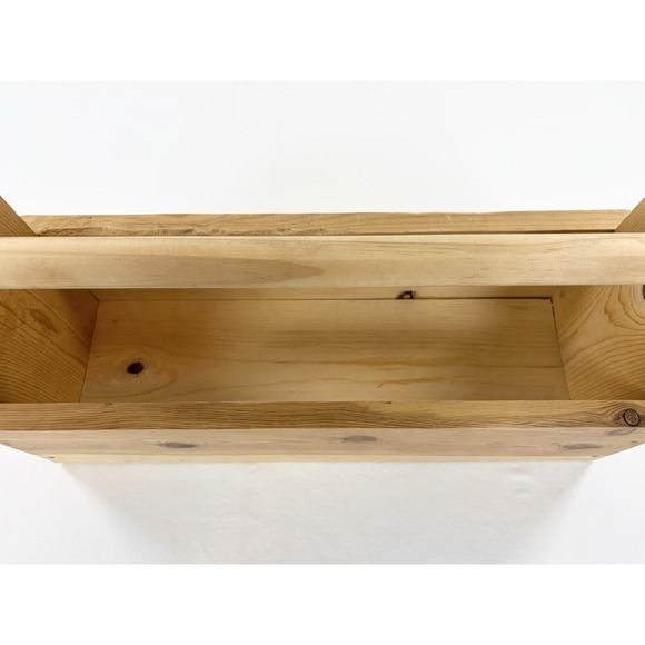 Handmade Solid Pine Wooden Tool Box Caddy Rustic Garden Tote Organizer 20x7x10" - Picture 6 of 13